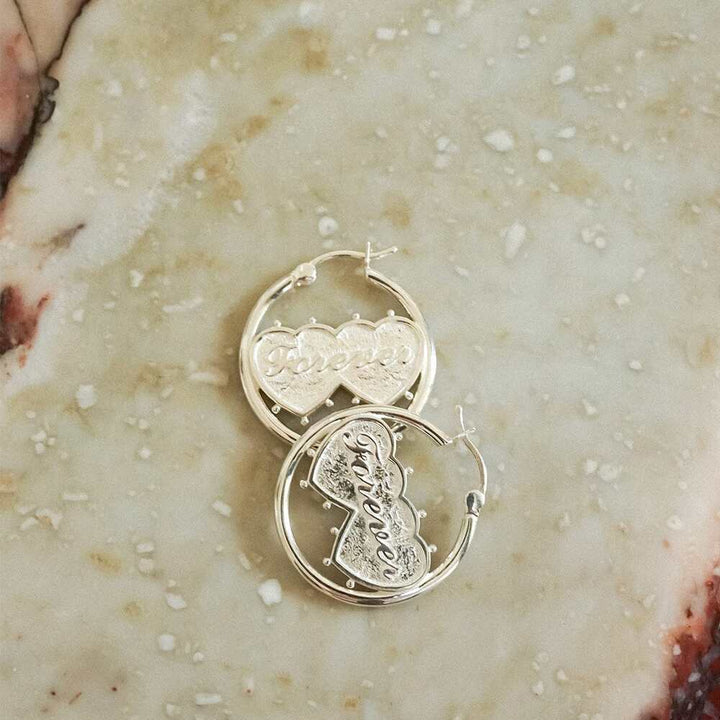 Daisy London Sterling Silver Shrimps Double Heart Earrings Additional Image - 4