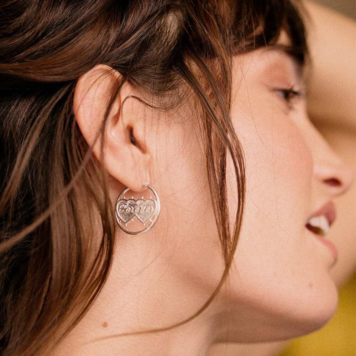 Daisy London Sterling Silver Shrimps Double Heart Earrings Additional Image - 5