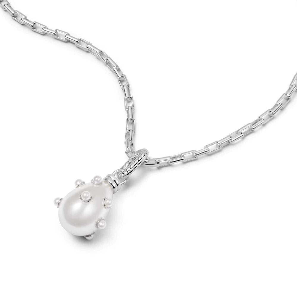 Daisy London Sterling Silver Shrimps Pearl Charm Necklace