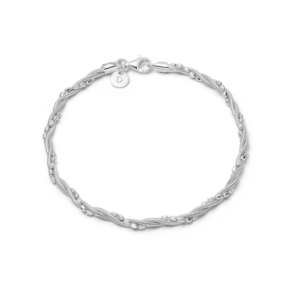 Daisy London Sterling Silver Shrimps Twist Chain Bracelet