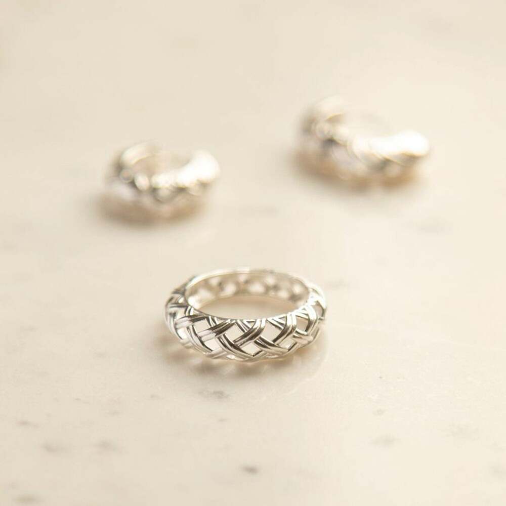 Daisy London Sterling Silver Shrimps Woven Dome Ring Additional Image - 2