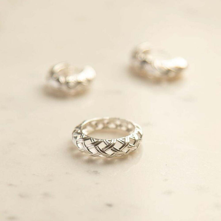 Daisy London Sterling Silver Shrimps Woven Dome Ring Additional Image - 2