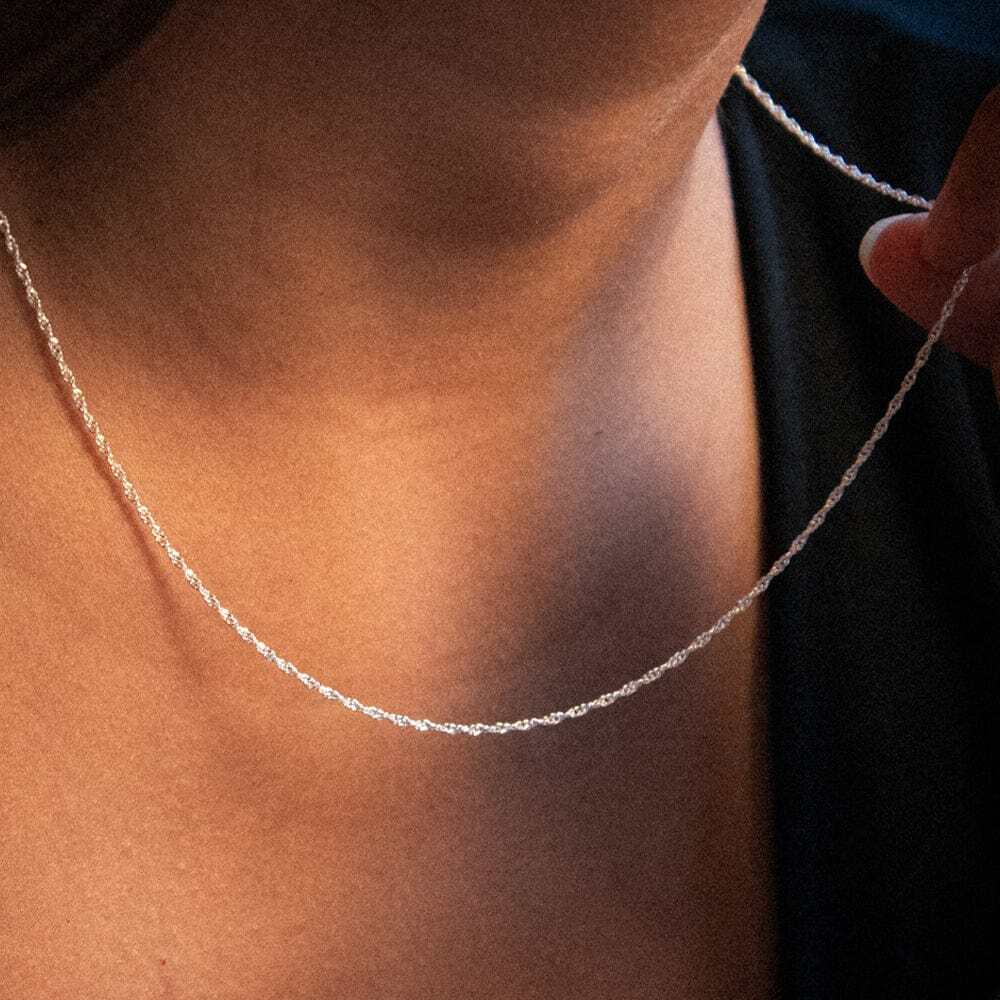 Daisy London Sterling Silver Singapore Layering Chain Necklace Additional Image - 4