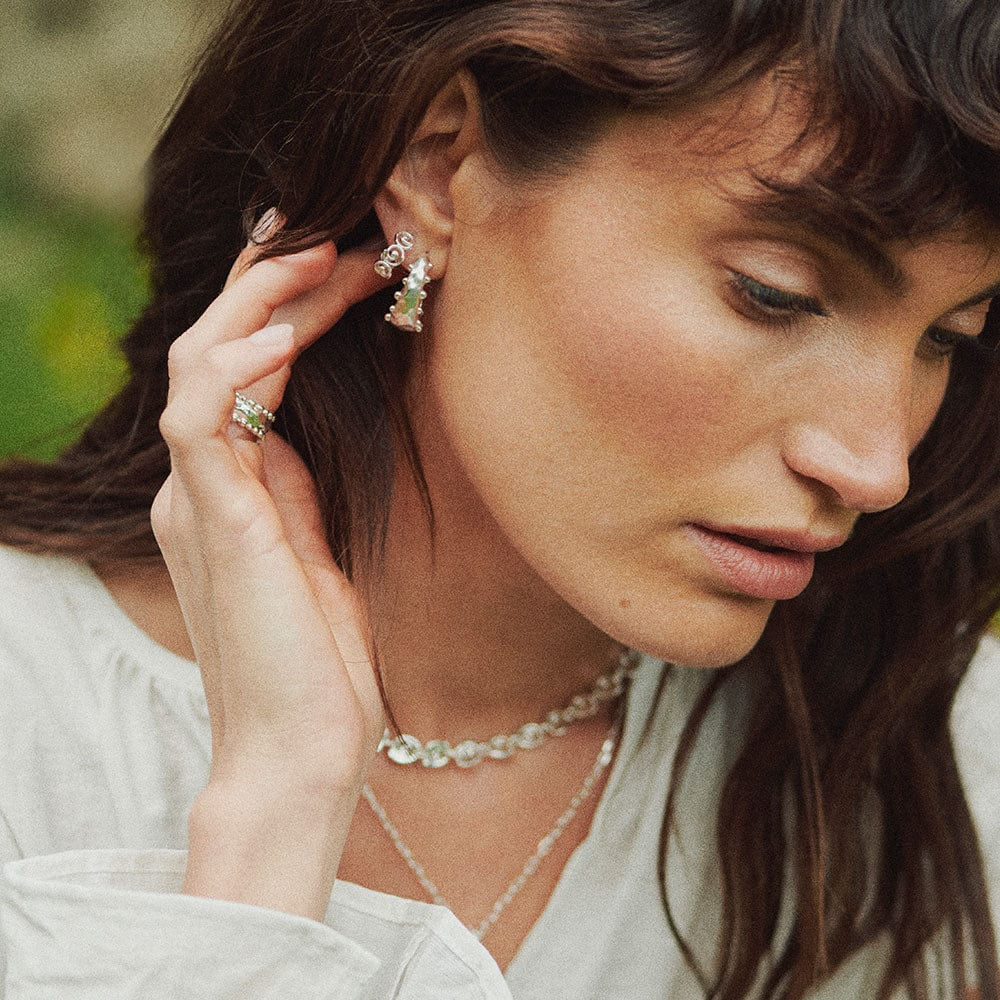 Daisy London Sterling Silver Spiral Mini Hoop Earrings 3