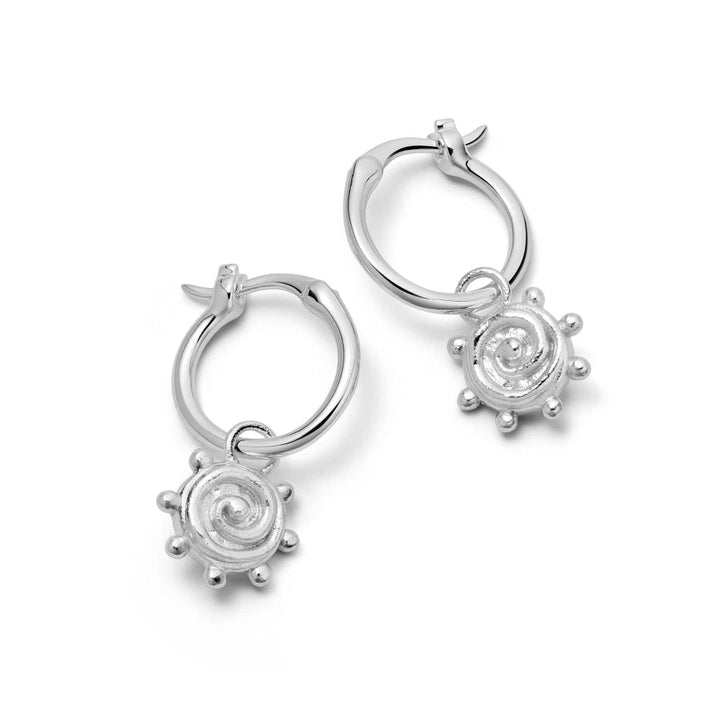 Daisy London Sterling Silver Spiral Sun Charm Earrings 