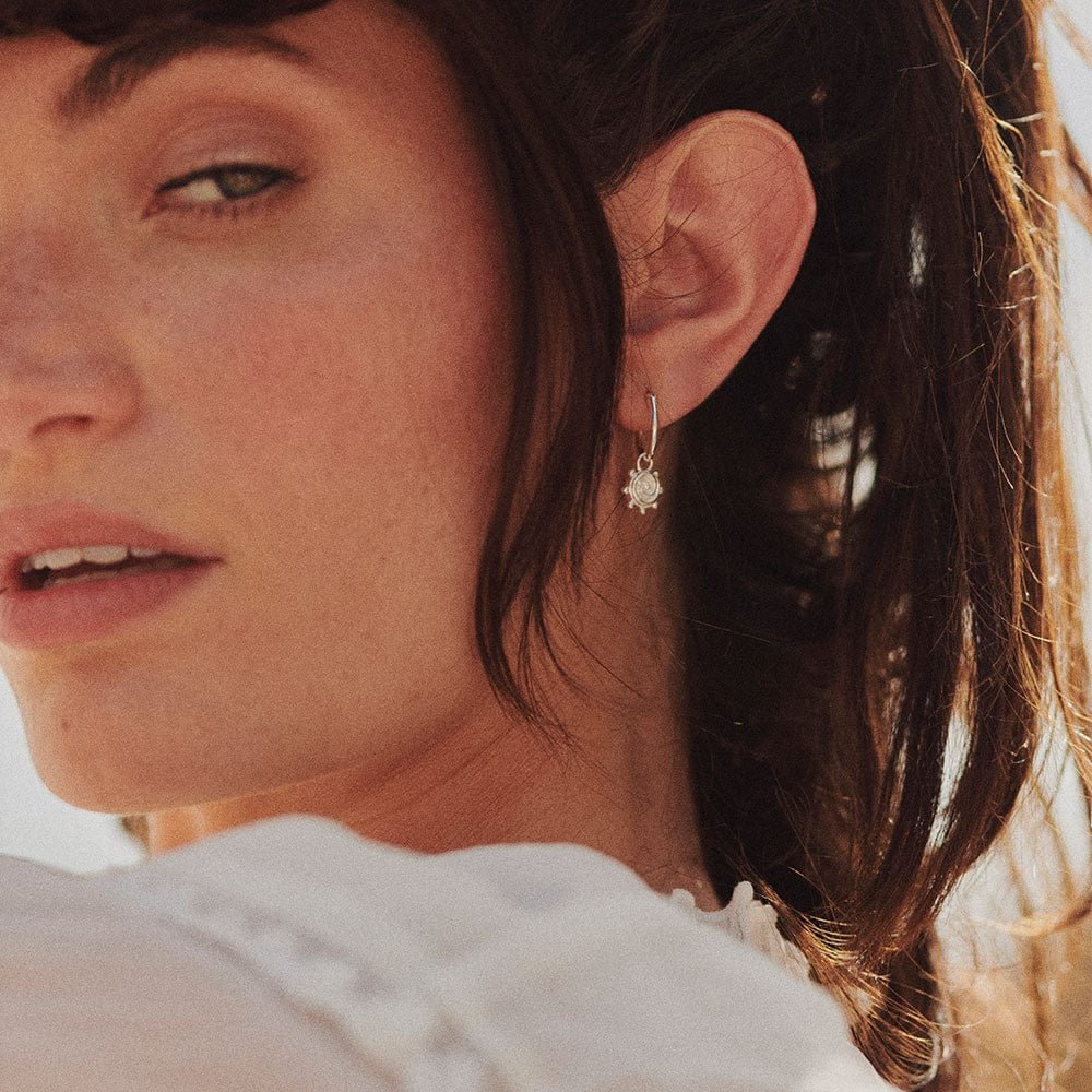 Daisy London Sterling Silver Spiral Sun Charm Earrings - MococoDaisy LondonSE22_SLV5056104135433Earrings