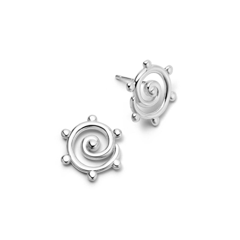 Daisy London Sterling Silver Spiral Sun Maxi Stud Earrings 
