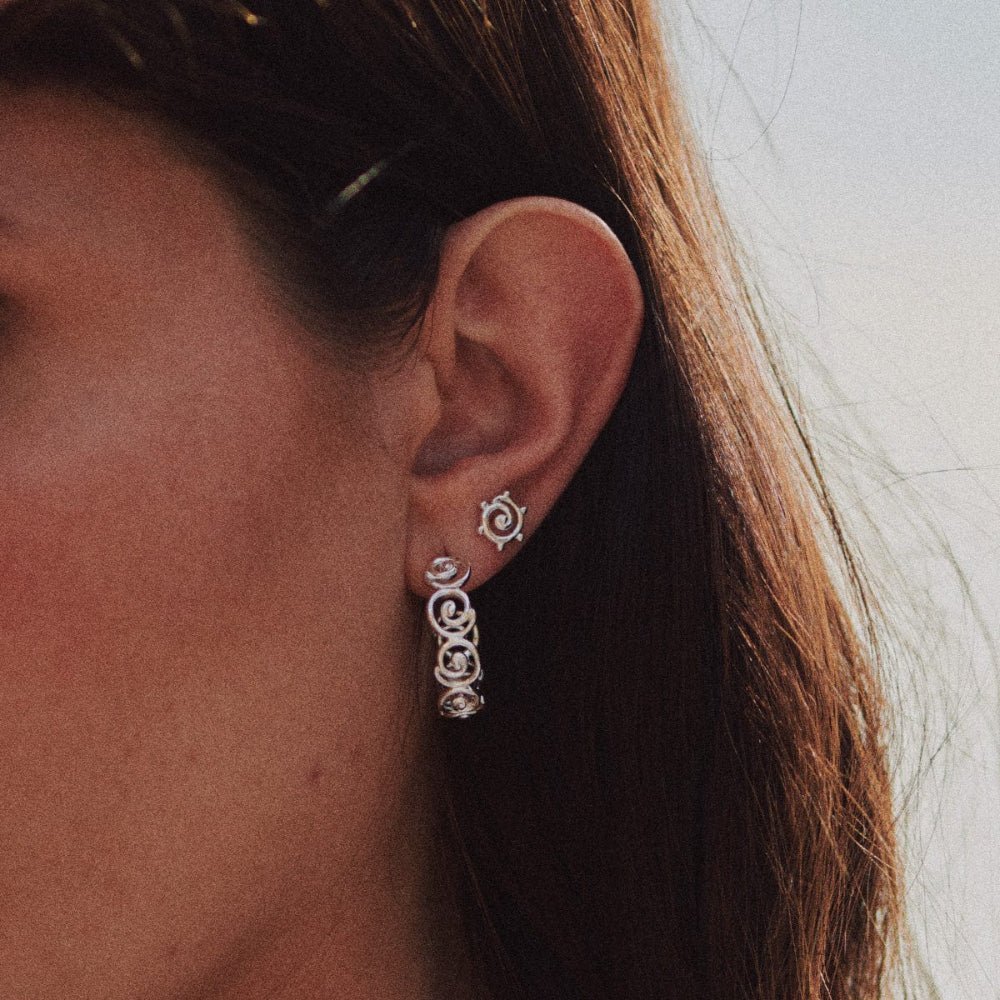 Daisy London Sterling Silver Spiral Sun Mini Stud Earrings - MococoDaisy LondonSE23_SLV5056104135457Earrings