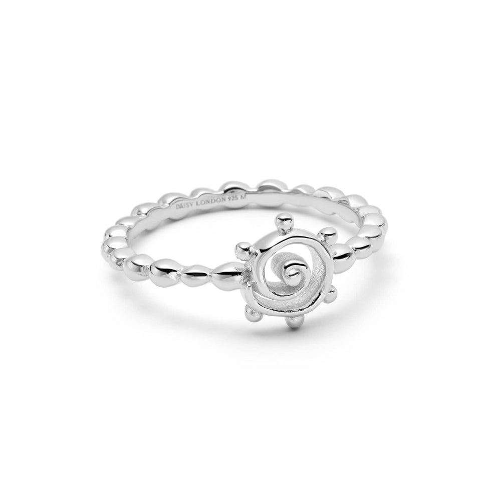 Daisy London Sterling Silver Spiral Sun Stacking Ring 