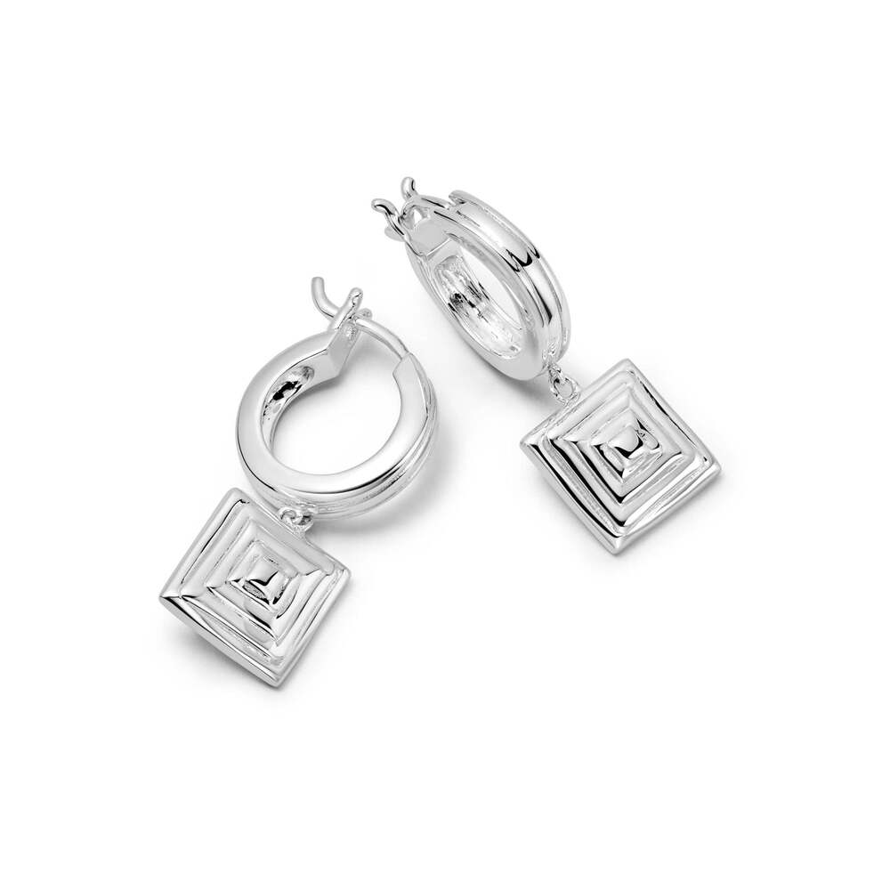 Daisy London Sterling Silver Strata Square Drop Earrings
