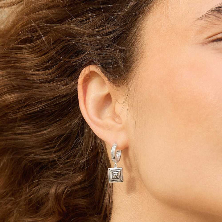 Daisy London Sterling Silver Strata Square Drop Earrings Additional Image - 1