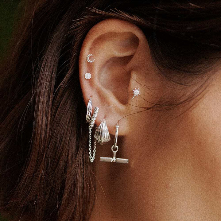 Daisy London Sterling Silver T Bar Earrings Additional Image - 1
