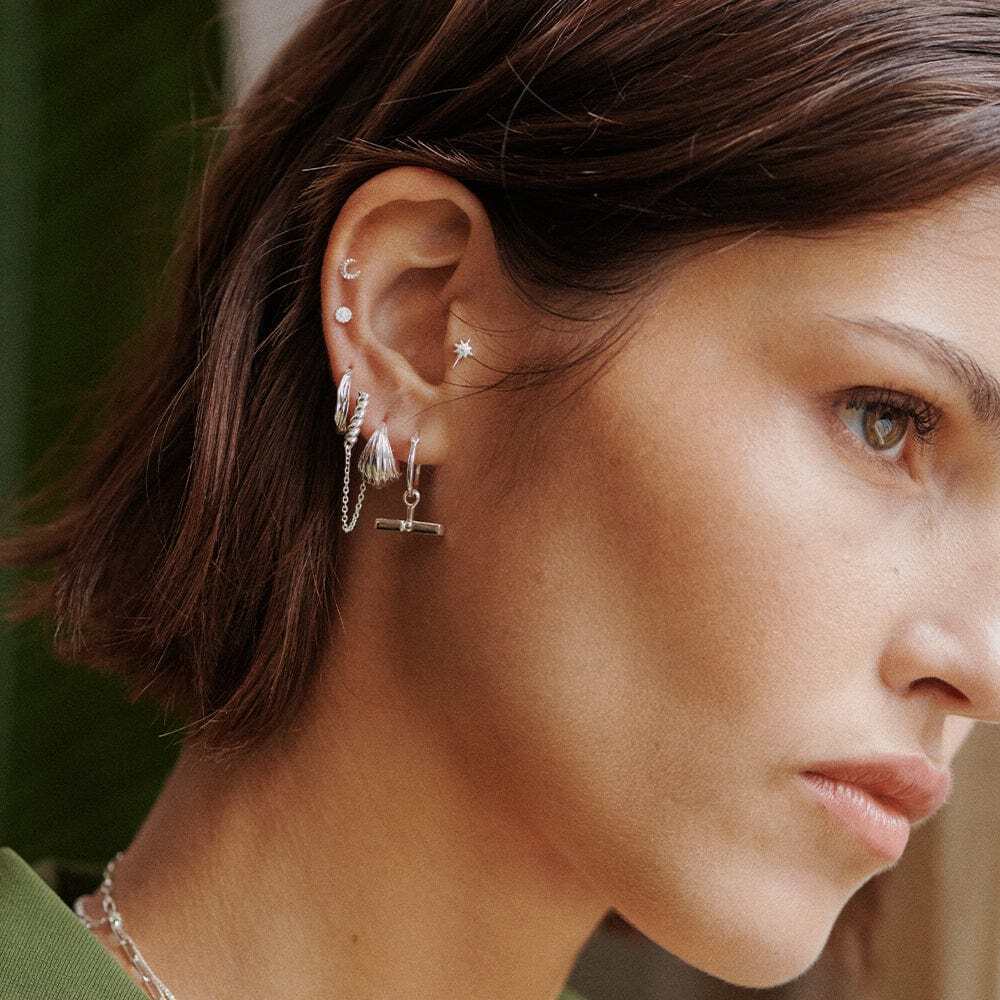 Daisy London Sterling Silver T Bar Earrings Additional Image - 2