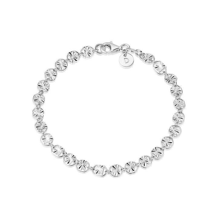 Daisy London Sterling Silver Textured Sunburst Chain Bracelet