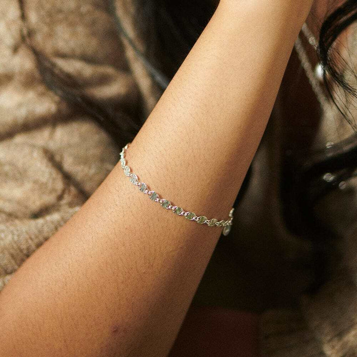 Daisy London Sterling Silver Textured Sunburst Chain Bracelet Additional Image - 1