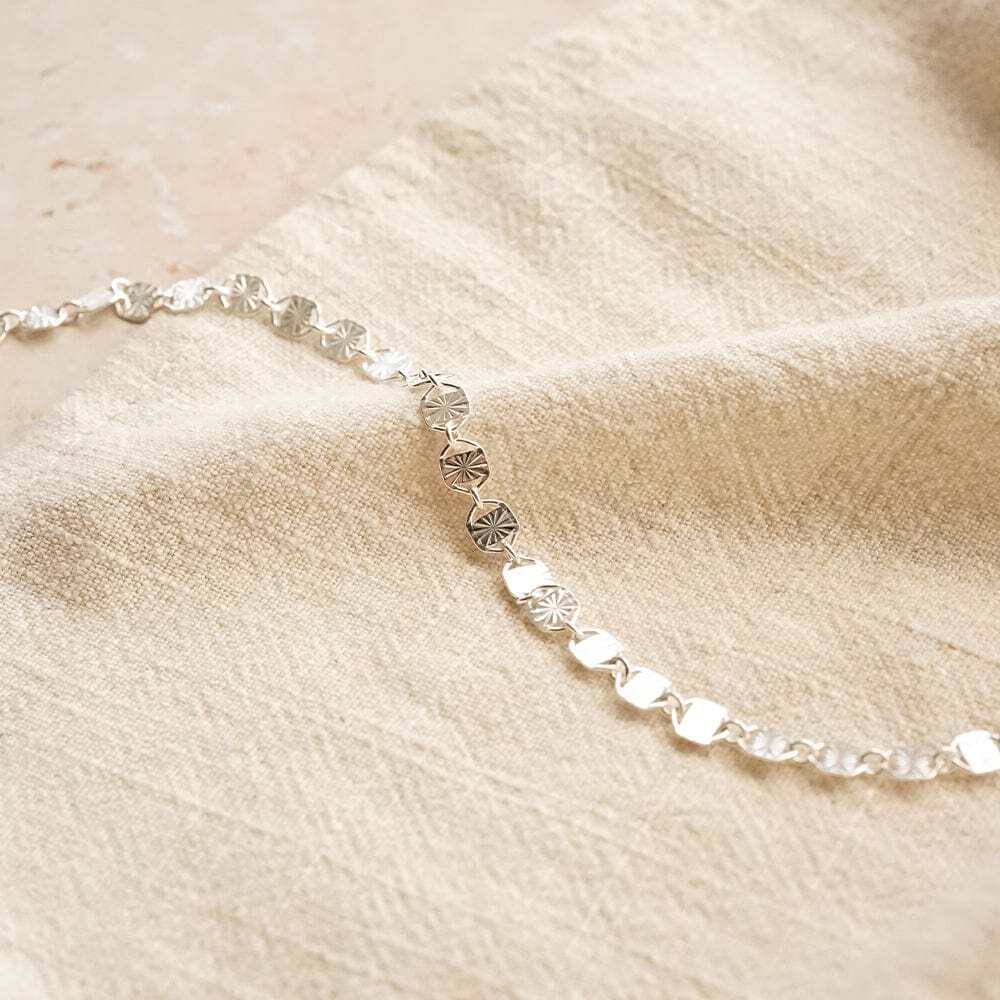 Daisy London Sterling Silver Textured Sunburst Chain Bracelet Additional Image - 2
