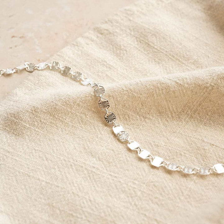 Daisy London Sterling Silver Textured Sunburst Chain Bracelet Additional Image - 2