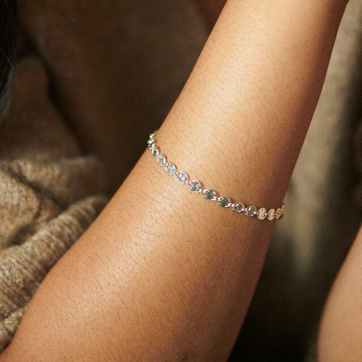 Daisy London Sterling Silver Textured Sunburst Chain Bracelet Additional Image - 4