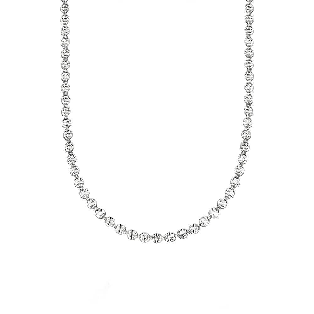Daisy London Sterling Silver Textured Sunburst Chain Necklace