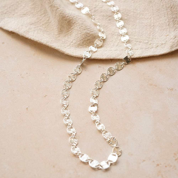 Daisy London Sterling Silver Textured Sunburst Chain Necklace Additional Image - 2