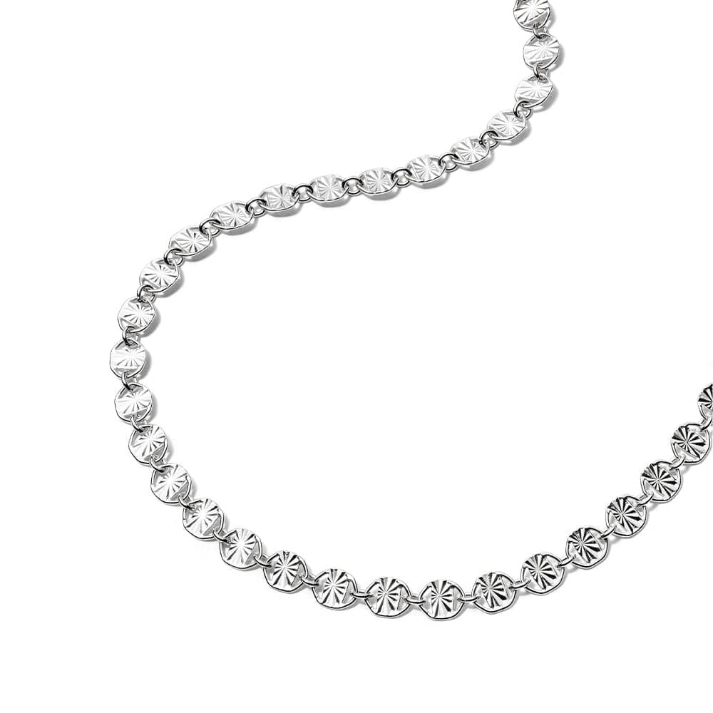 Daisy London Sterling Silver Textured Sunburst Chain Necklace Additional Image - 4