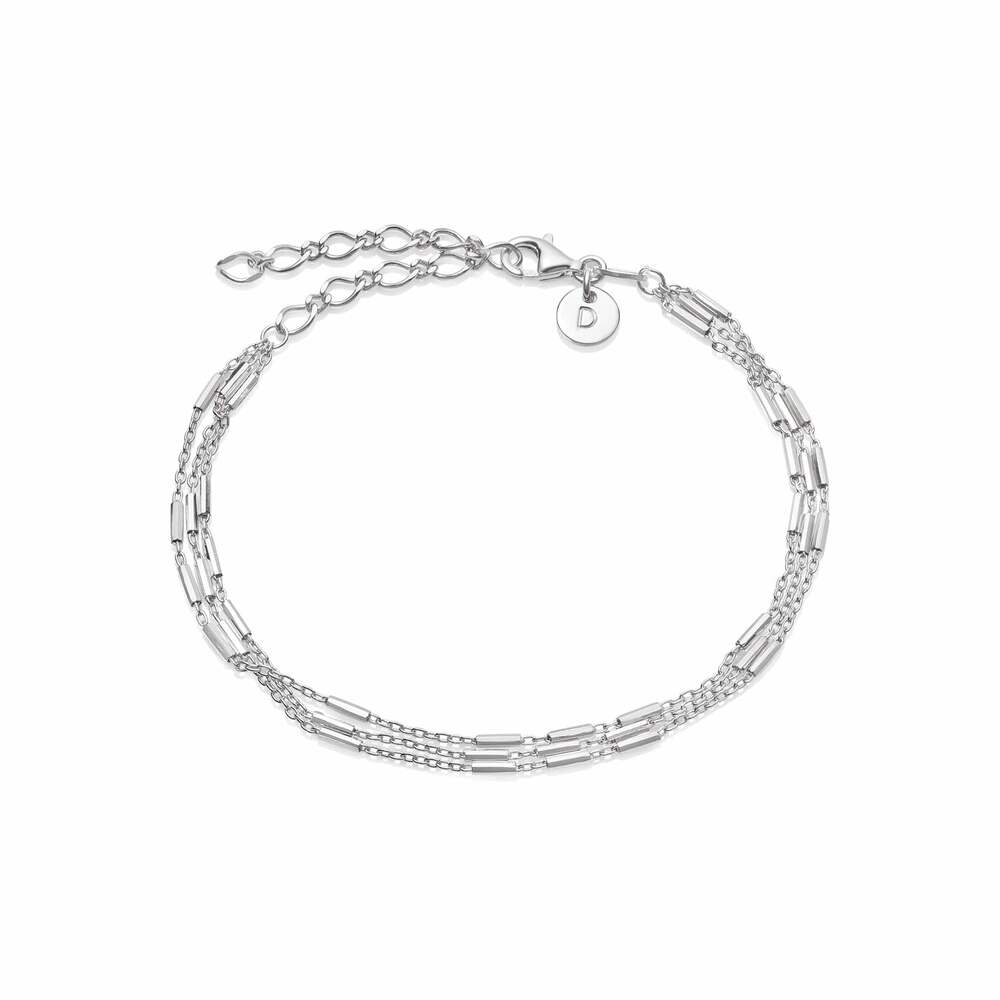 Daisy London Sterling Silver Triple Bar Chain Bracelet