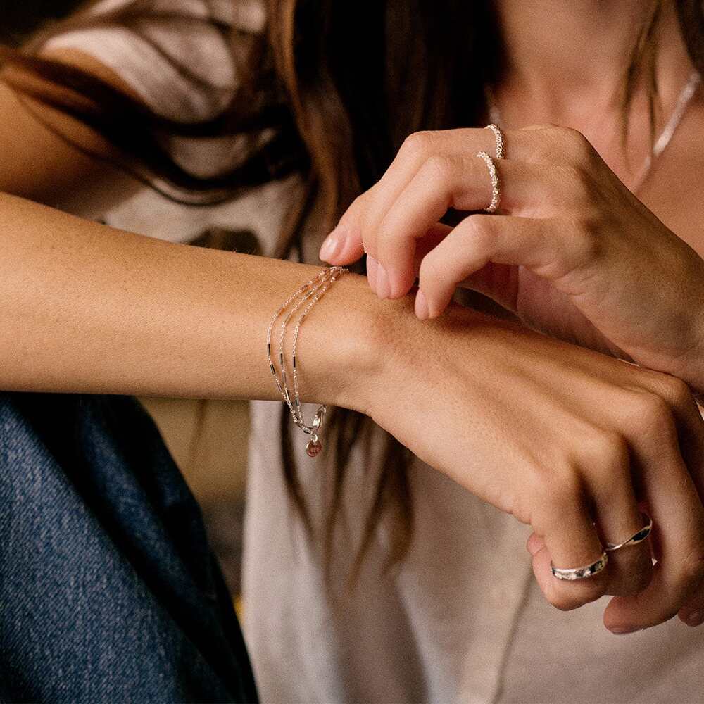 Daisy London Sterling Silver Triple Bar Chain Bracelet Additional Image - 3