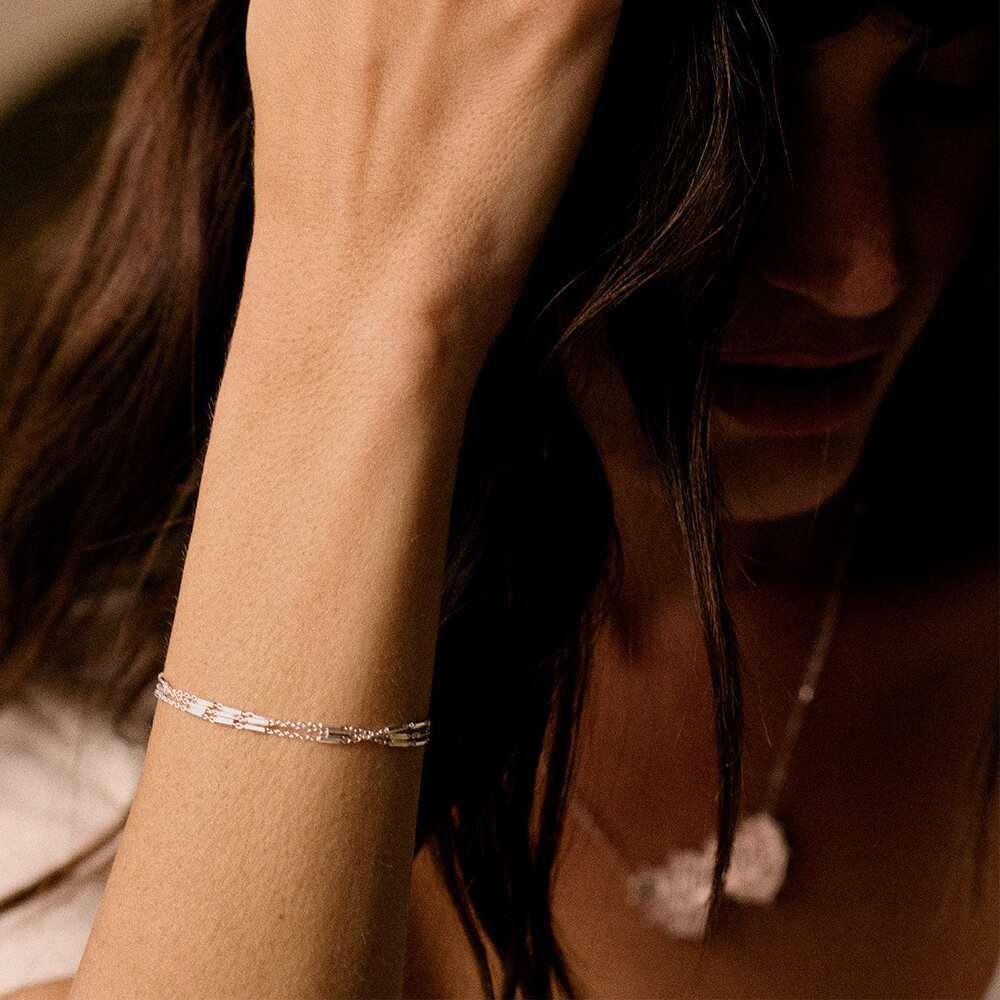 Daisy London Sterling Silver Triple Bar Chain Bracelet Additional Image - 4