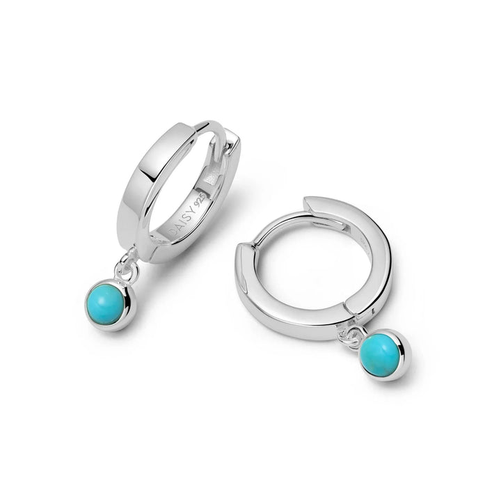 Daisy London Sterling Silver Turquoise Healing Stones Huggie Earrings - MococoDaisy LondonHE3010_SLVEarrings