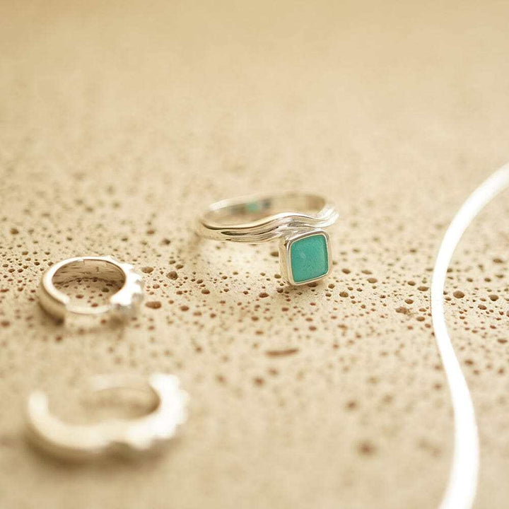Daisy London Sterling Silver Turquoise Wave Ring Additional Image - 2