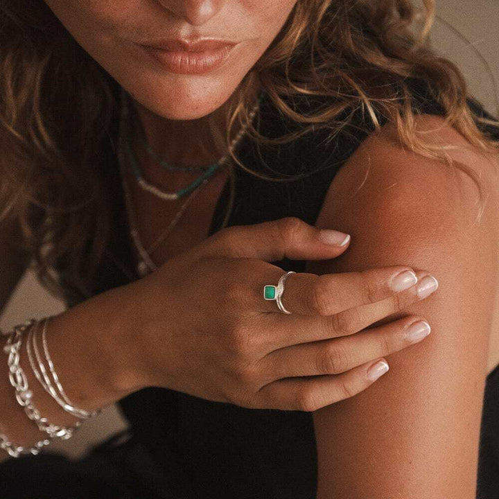 Daisy London Sterling Silver Turquoise Wave Ring Additional Image - 3