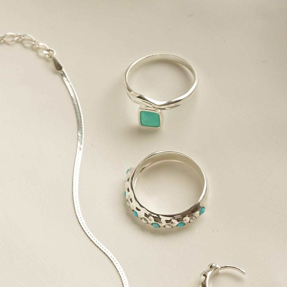 Daisy London Sterling Silver Turquoise Wave Ring Additional Image - 4