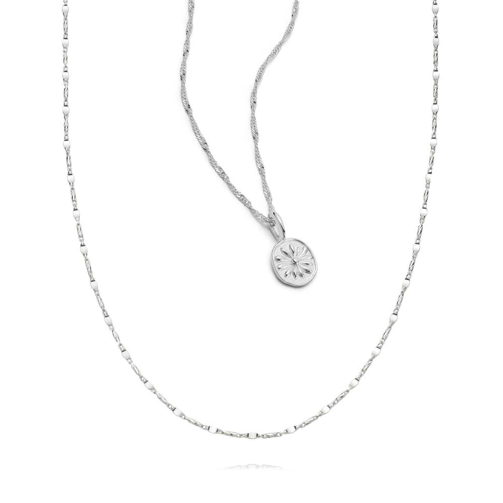 Daisy London Sterling Silver Twist Necklace Layering Set