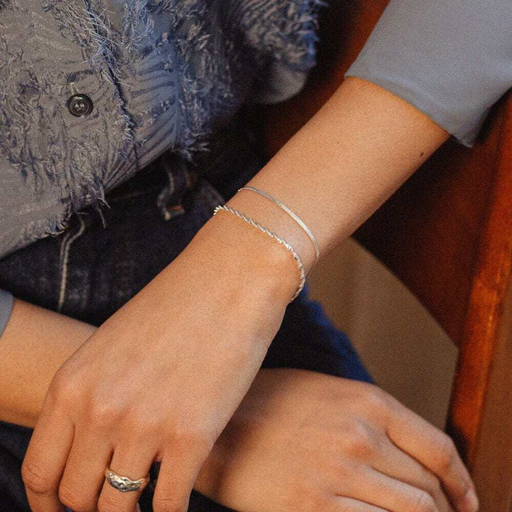 Daisy London Sterling Silver Twisted Chain Bracelet Stack Additional Image - 1