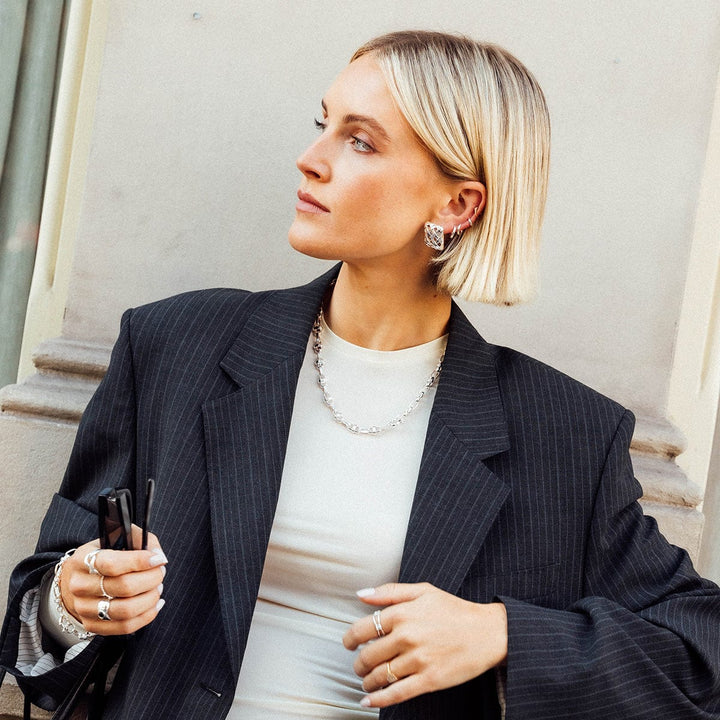 Daisy Polly Lock Chain Necklace: Chunky Silver Plated Statement Jewellery for Layering - MococoDaisy LondonSPN10_SLVNecklace