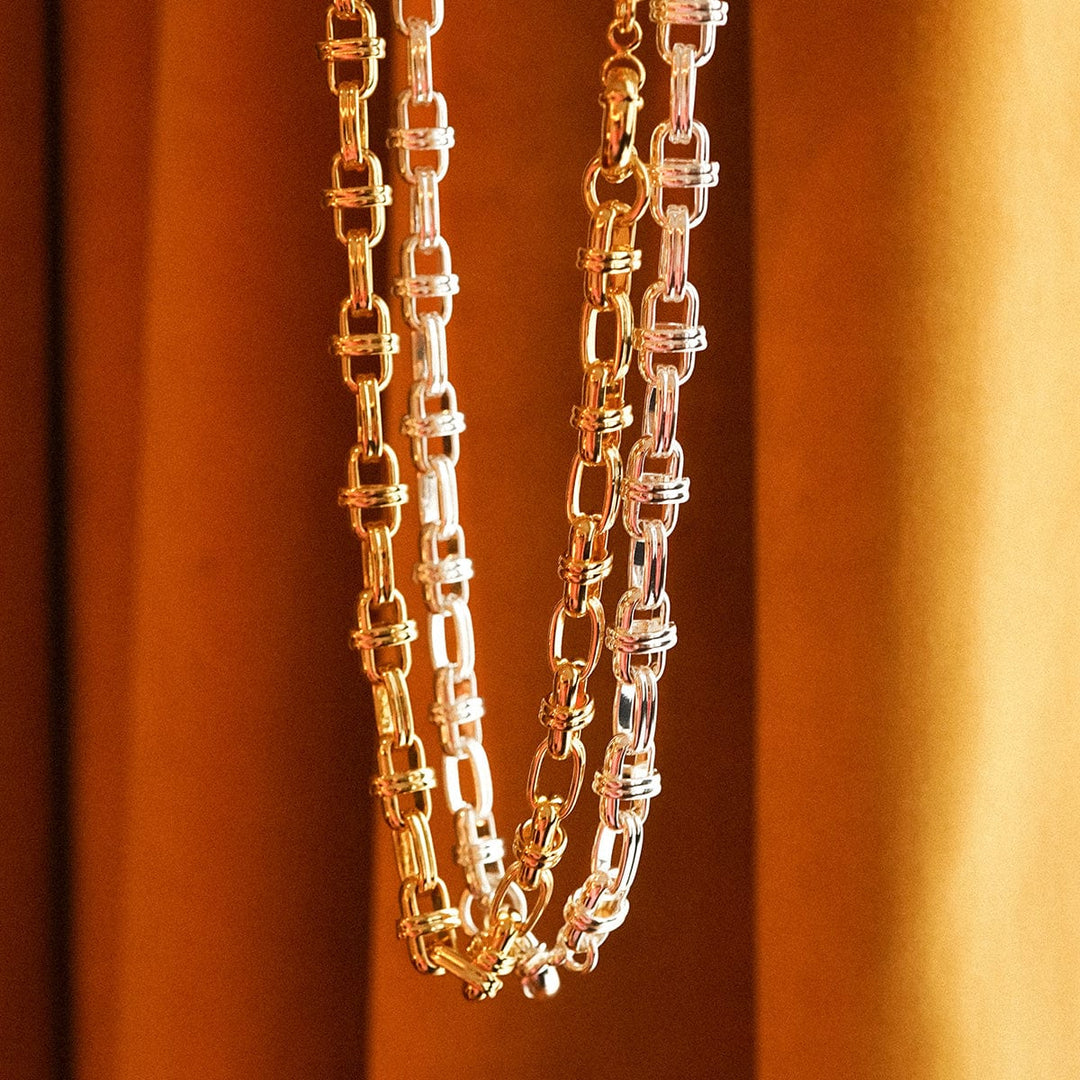 Daisy Polly Lock Chain Necklace: Chunky Silver Plated Statement Jewellery for Layering - MococoDaisy LondonSPN10_SLVNecklace