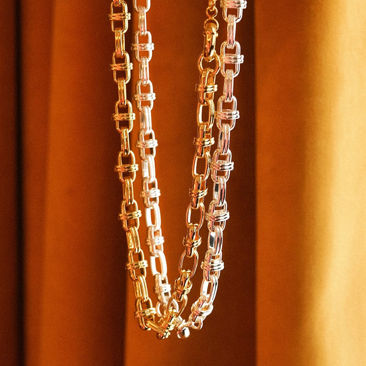 Daisy Polly Lock Chain Necklace: Chunky Silver Plated Statement Jewellery for Layering - MococoDaisy LondonSPN10_SLVNecklace