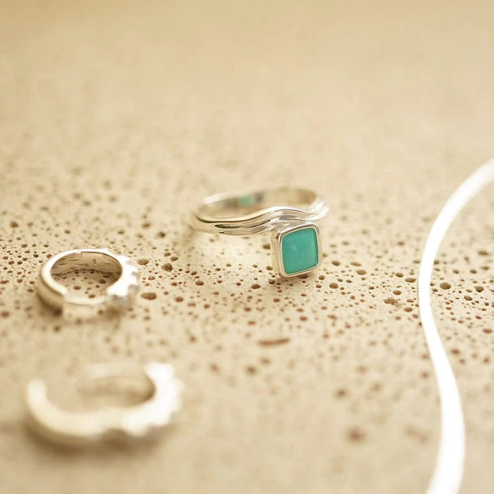 Daisy Turquoise Wave Ring - MococoDaisy LondonSSR06_SLVRings