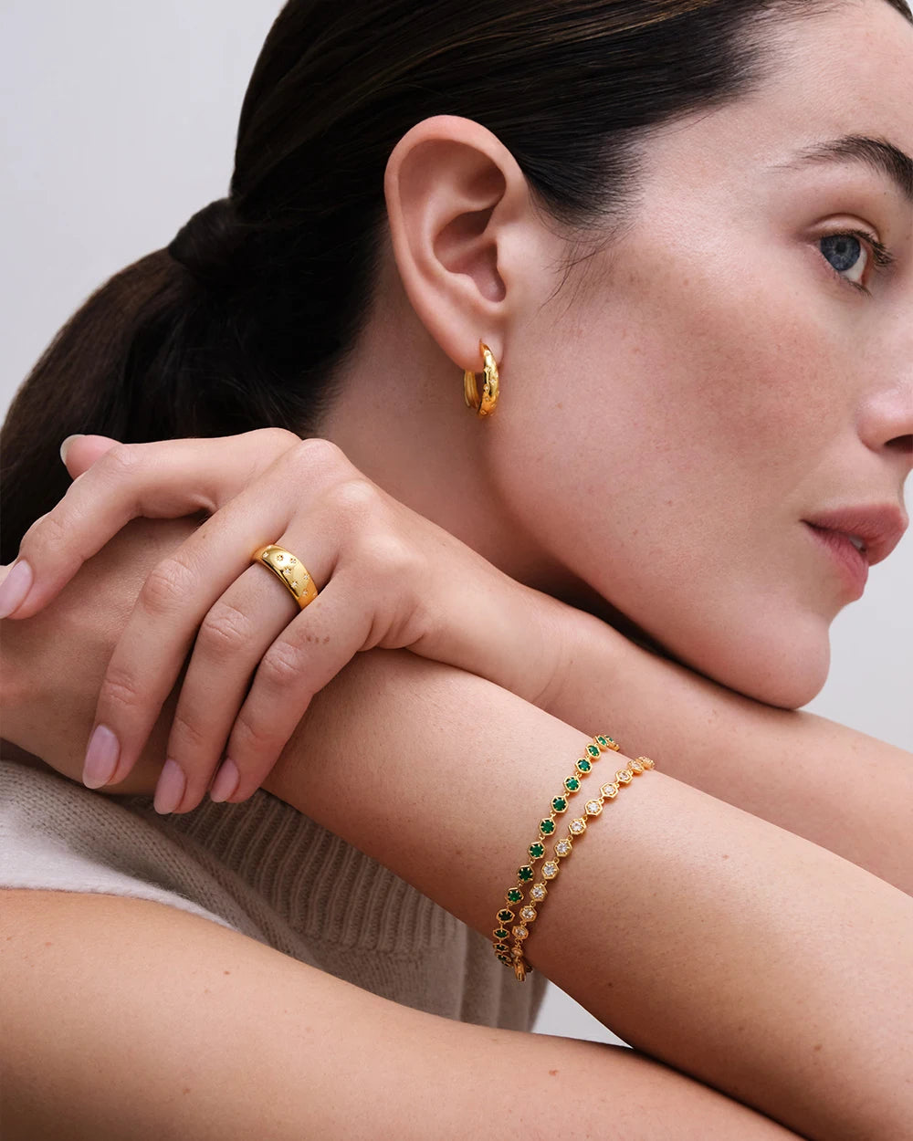 Astley Clarke Gold Vermeil Celestial Tiny Star White Sapphire Hoop Earrings