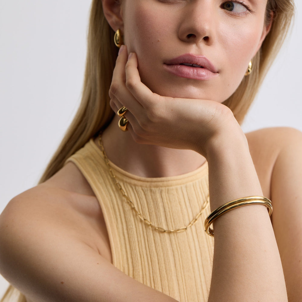 D.Louise Gold Classic Oval Bangle Bracelet - MococoD.LouiseYBB-014-01Bracelets