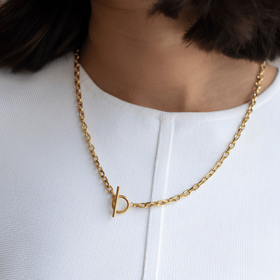 D.Louise Gold Cuban T Bar Necklace - MococoD.LouiseGN-086Necklaces
