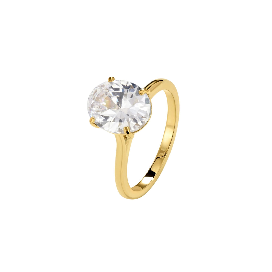D.Louise Gold Oval 3ct Diamond-Inspired Engagement Ring - MococoD.LouiseYBR-011-05Rings