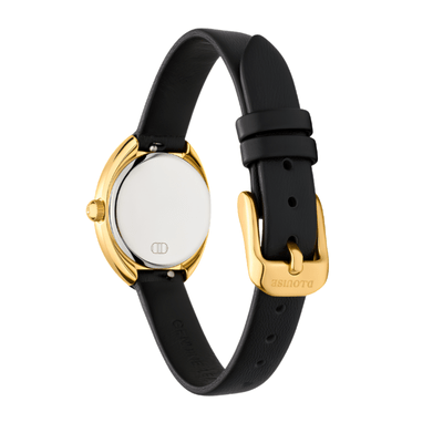 D.Louise Gold Oval Black Leather Watch - MococoD.LouiseSDW-03-01Watches and Accessories