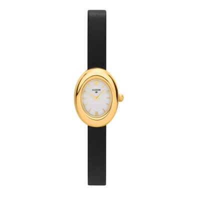 D.Louise Gold Oval Black Leather Watch - MococoD.LouiseSDW-03-01Watches and Accessories