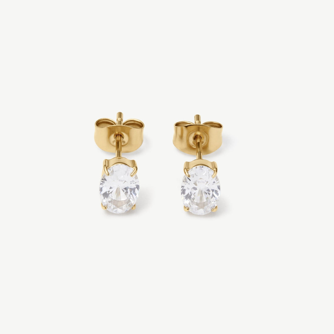 D.Louise Gold Oval Solitaire Stud Earrings - MococoD.LouiseSKE-0675061094520985Earrings