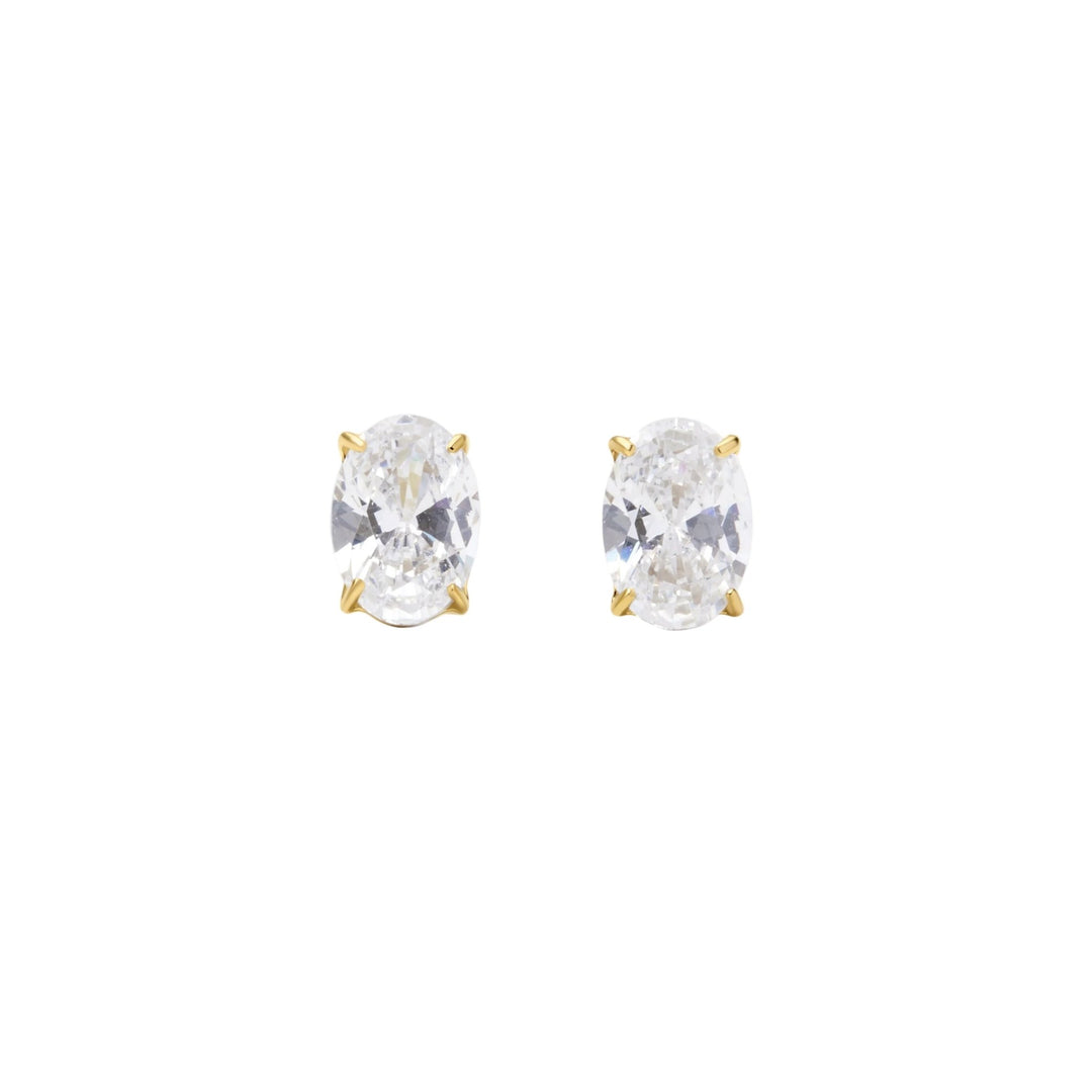 D.Louise Gold Oval Solitaire Stud Earrings - MococoD.LouiseSKE-0675061094520985Earrings