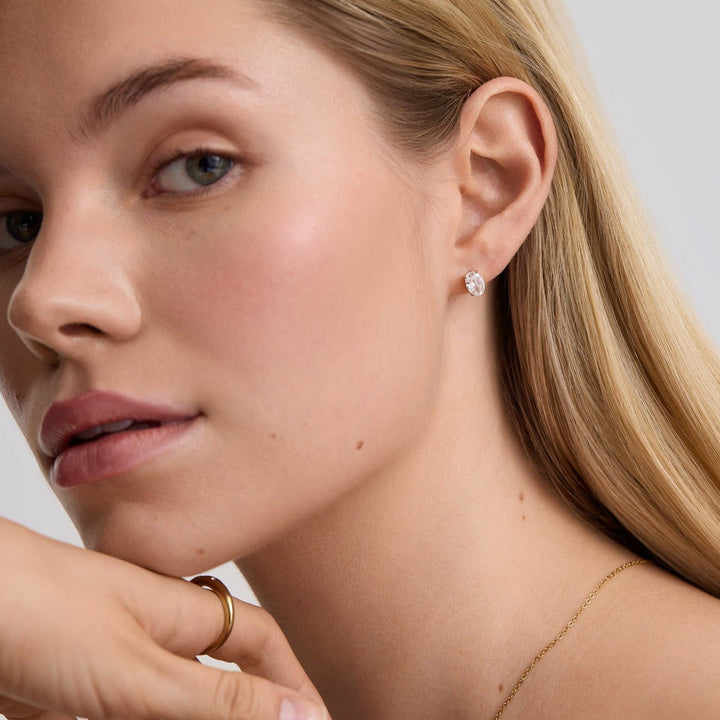 D.Louise Gold Oval Solitaire Stud Earrings - MococoD.LouiseSKE-0675061094520985Earrings