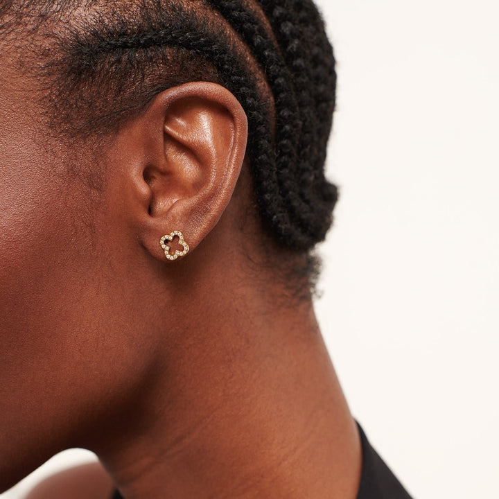 D.Louise Gold Pavè Clover Stud Earrings - MococoD.LouiseSKE-043Earrings