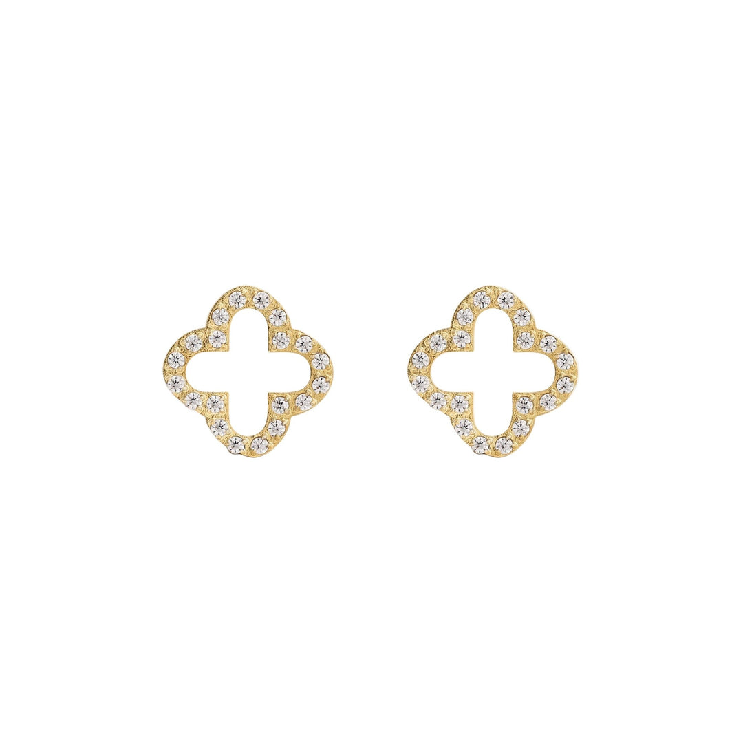 D.Louise Gold Pavè Clover Stud Earrings - MococoD.LouiseSKE-043Earrings