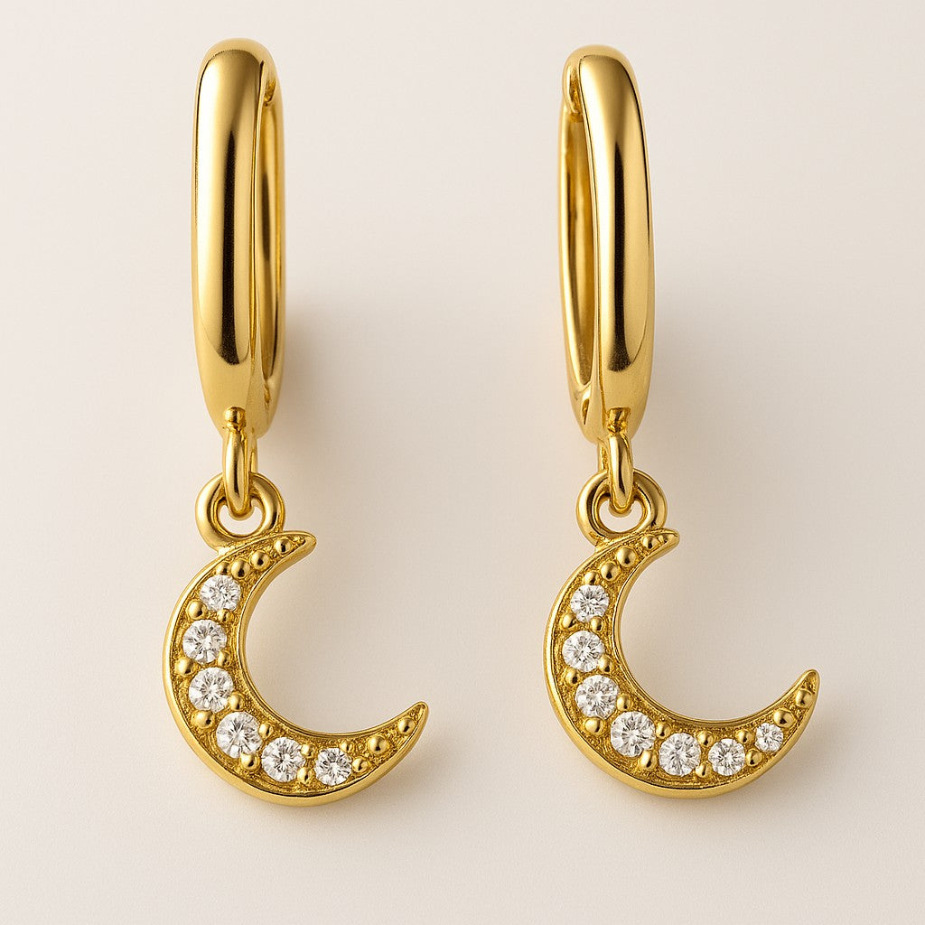 Mococo Essentials Gold Moon Drop Hoop Earrings